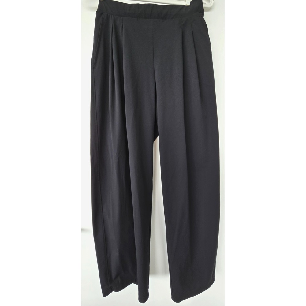 Uniqlo Trouser Sweatpants Pleated Wideleg Black Minimalist Quiet Luxury W Sz M